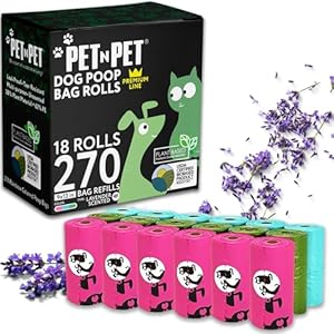 PET N PET 270 Counts Lavender Scented, Colorful Poop Bags for Dogs, 38% Plant Based & 62% PE Dog Poop Bags Rolls, Extra Thick Dog Bags for Poop, Doggie Poop Bags, Dog Waste Bags, Pet Poop Bags