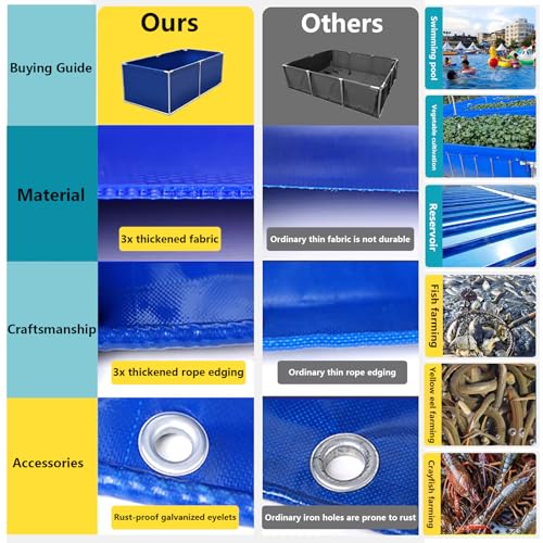 Estanque de peces portátil e impermeable con válvula de drenaje para uso exterior 7