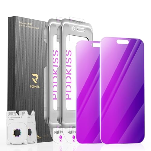 Image of PDDKISS 2 Pack Privacy Screen Protector for iPhone 17 Air 6.5 inch+ 2 Pack Camera Lens Protector, Purple Gradient Anti Spy Tempered Glass, Auto Alignment Kit