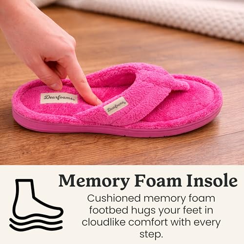 Image of Dearfoams Women's Melanie Colorblocked Microfiber Terry Thong Slipper
