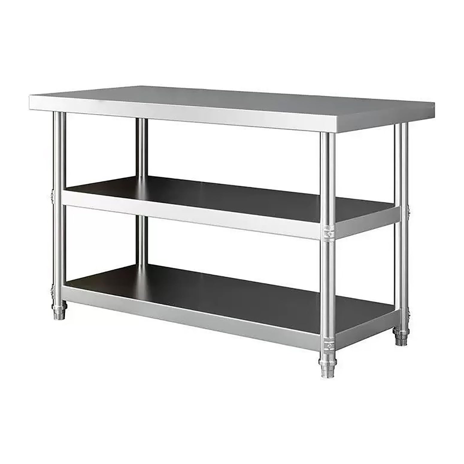 Mesa De 3 Estantes De Acero Inoxidable, Mesa De Preparación Metálica, Estantería Metálica, Banco De Trabajo, Estantería Multiusos para Restaurantes, Almacenes, Cocinas,80x40x80cm
