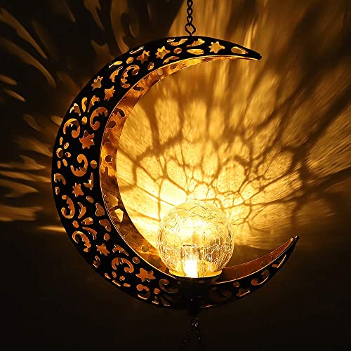 Acelist Moon Solar Wind Chimes For Outside, Ramadan Decorations Mobile Led Solar Powered Outdoor Hanging Light Up Patio, Porch, Deck, Garden Decor Mother's Day, Valentine's Day, Thanksgiving Gift #TOP3