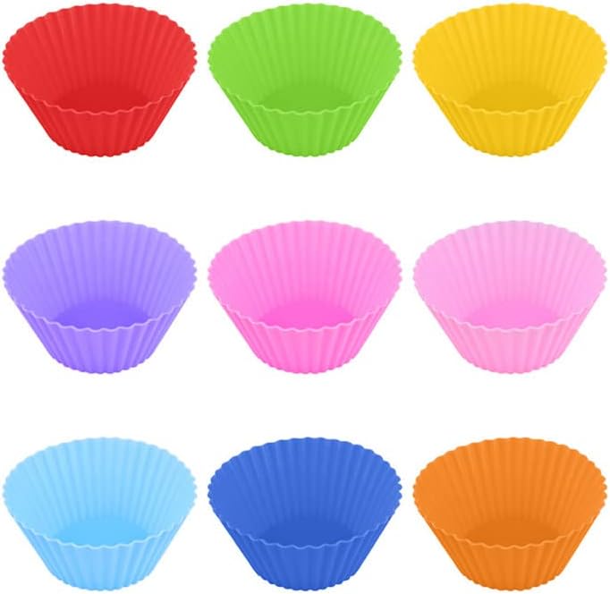 Beetoo Reusable Silicone Muffin Cups, Silicone Cupcake Baking Cups Molds Non-stick Reusable Muffin Liners Cupcake Wrapper Cups Holders (18 Pack)