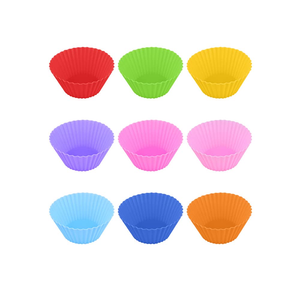Beetoo Reusable Silicone Muffin Cups, Silicone Cupcake Baking Cups Molds Non-stick Reusable Muffin Liners Cupcake Wrapper Cups Holders (18 Pack)