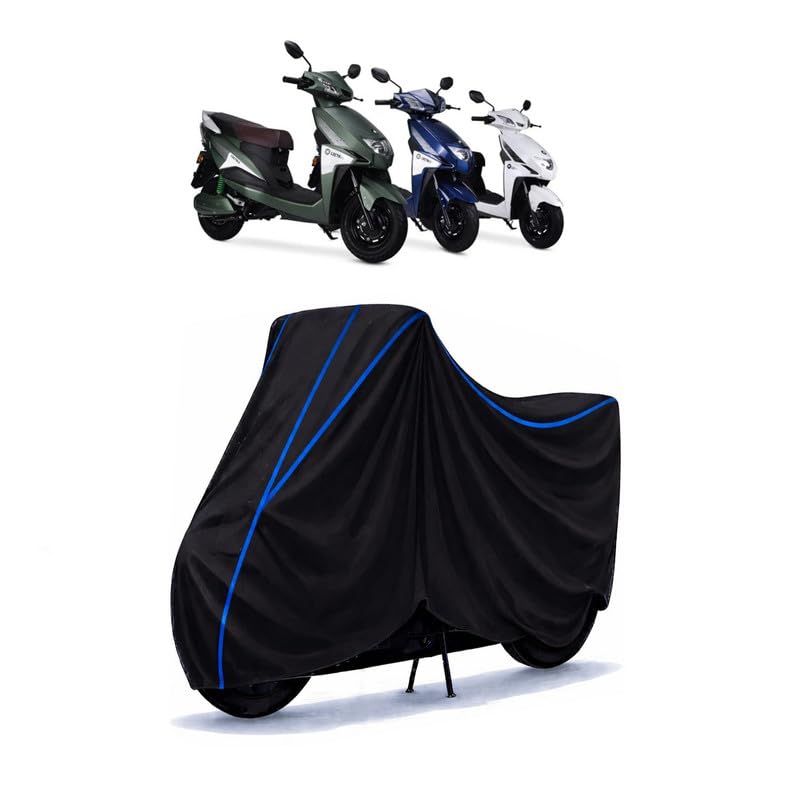 Image of Scooty Cover Water Resistant for Lectrix LXS | Universal Scooter & Bike Cover | Heavy Duty UV Dust, Rain & Scratch Protection | Elastic Fit All Weather Indoor Outdoor | Black with Blue Piping