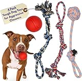 XL Dog Rope Toys for Aggressive CHEWERS - Large Dog Ball for Large and Medium Dogs - Benefits Non-Profit Dog Rescue - Large Floss Rope for Dogs Dental Health - 100% Cotton Rope Toy for Large Dogs