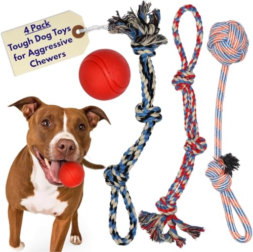 XL Dog Rope Toys for Aggressive CHEWERS - Large Dog Ball for Large and Medium Dogs - Benefits Non-Profit Dog Rescue - Large Floss Rope for Dogs Dental Health - 100% Cotton Rope Toy for Large Dogs by Pacific pups products supporting pacificpuprescue.com - Used condition - US$14.44
