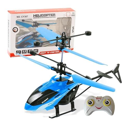 PTGHT Gesture Sensing Indoor Flying Helicopter Toys, Remote-Controlled Helicopter Children's Toys with LED Lights, Birthday Gifts for Boys and Girls (Blue)