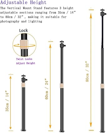 Camera Desk Mount Extendable Table Stand with Gooseneck Arm, C Clamp, 1/4 Ballhead, Phone Holder, 14-32 Adjustable for DSLR Camera, Phone, Ring Light & Webcam, Live-Streaming (Vertical)