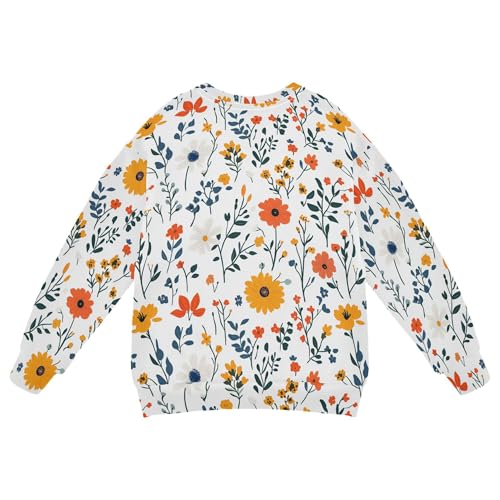 JUNZAN Florals Dahlia Anemone Butterflies White Little Kids Hooded Sweatshirt Long Sleeve Fall Tops Shirts Party 4T2