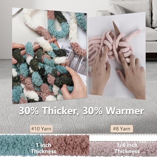Image of Cozyful Chunky Yarn for Hand Knitting - #10 Chunky Chenille Blanket Yarn, Jumbo Big Thick Chunky Yarns for Crocheting, Tie Dye Bulky Knit Yarns, 8 Skein (20 yds 8 oz Each Skein), Forest&Teal&Coffee