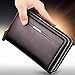Black Sales Friday Deals Mens Long Leather Cellphone Clutch Wallet Purse for Men Large Travel Business Hand Bag Cell Phone Holster Card Holder Case Gift for Father Son Husband Boyfriend (Brown)