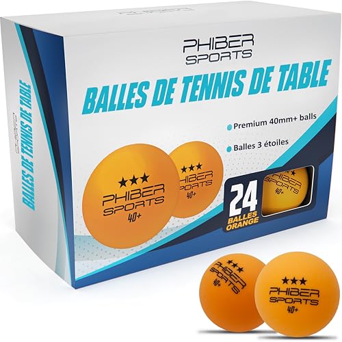 PHIBER-SPORTS Balles de ping-Pong 3 étoiles [24 pièces] Orange - Propriétés de Jeu parfaites - Idéales pour Les débutants, Les familles et Les...
