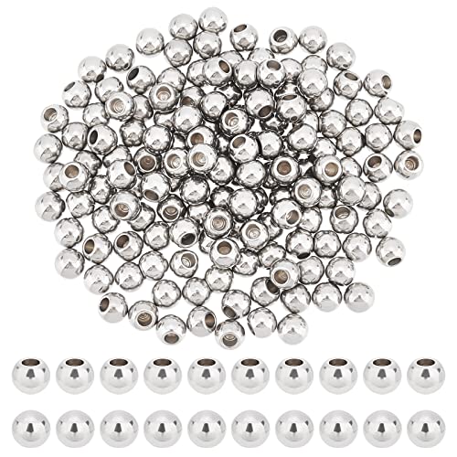 DICOSMETIC 150Pcs Memory Wire End Caps 5x2mm Stainless Steel Cord End Caps Round Half Drilled Beads