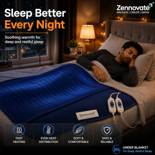 Image of Superior ISO Certified & ZED Certified Electric Under Blanket | Double Bed Size(150cmx150cm) | Shock Proof | Bed Warmer with Multiple Heat Controls (Body, Foot, High, Low) |10 Year Warranty