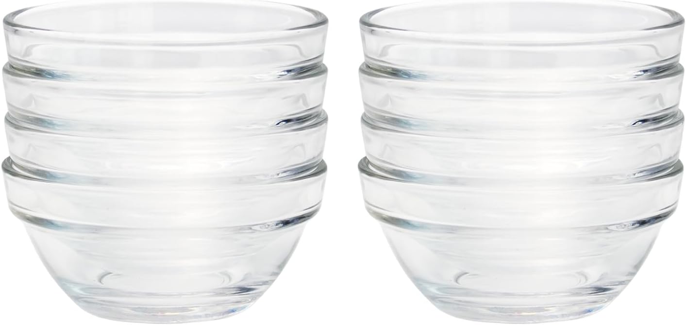 1.5 oz Mini Glass Bowls, 4Pc Little Condiment Dishes for Meal Prepping, Dipping Sauces, or Small Servings, Microwave and Dishwasher Safe