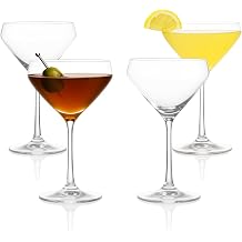 LEMONSODA Hand Blown Nick & Nora Cocktail Martini Glasses, Set of 4