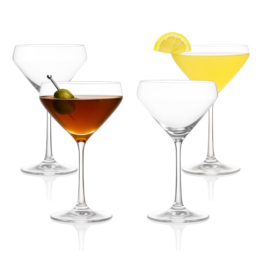 LEMONSODA Hand Blown Nick &amp; Nora Cocktail Martini Glasses, Set of 4