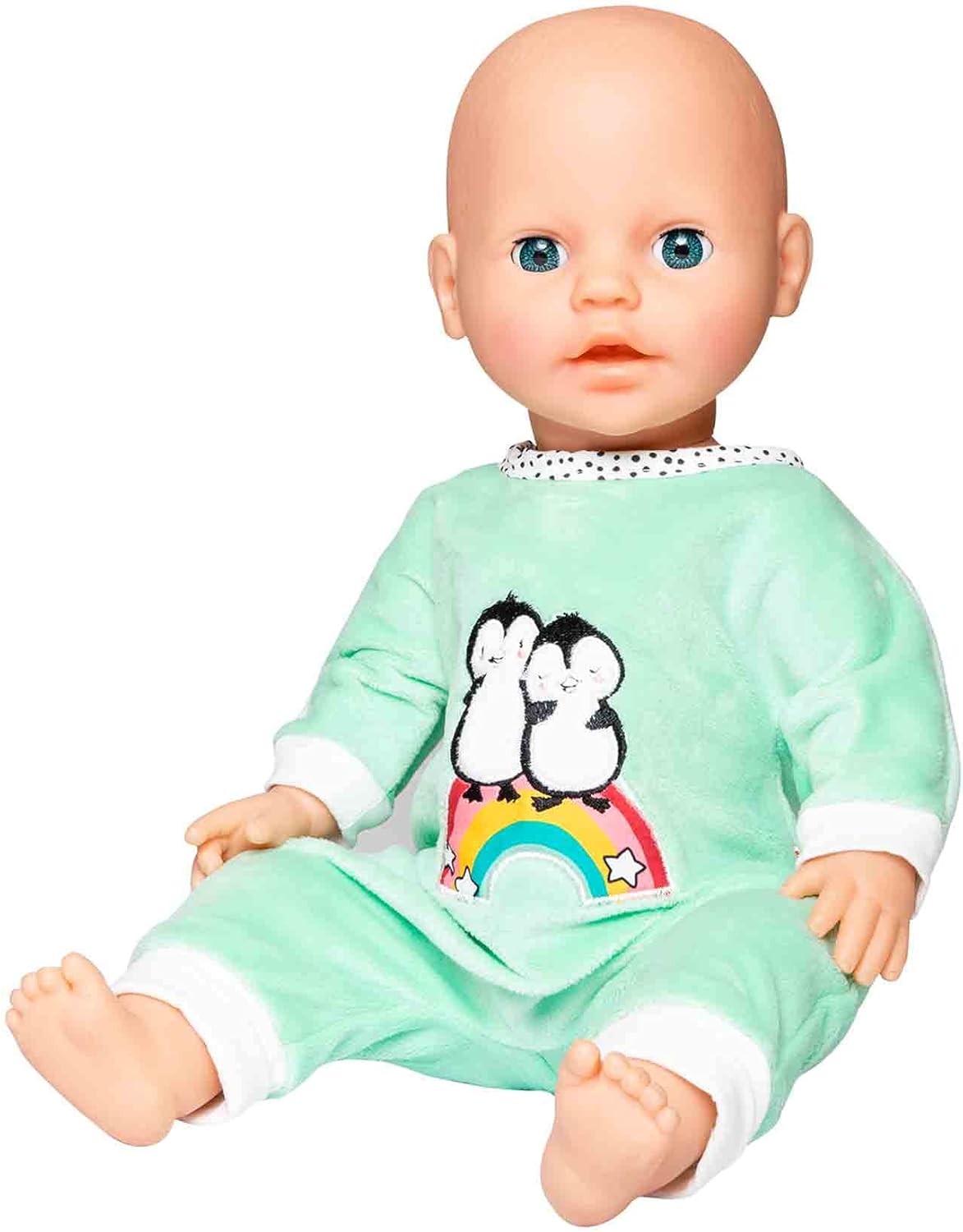 Heless 1181 - Romper for Dolls in Penguin Polka Dot Design Made of Soft Velour Embroidery, Size 28 - 35 cm - Image 3