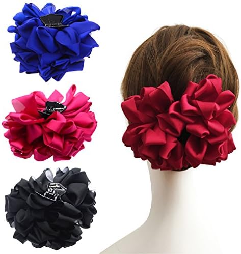 4 Pcs Large Silk Flower Bow Hair Claw Jaw Clips For Women Hair clamps