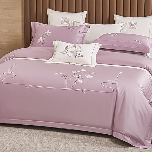 Ensemble de housse de couette broderie florale résistant toutes saisons - 4