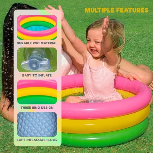 Image of Adult Folding Bathtub Portable Soaking Tub, Collapsible Family SPA Barrel, Maintaining Hot & Cold Temperature With Drainage Hole & Thicken Layer for Home Hot Water & Ice Bath (Rainbow)