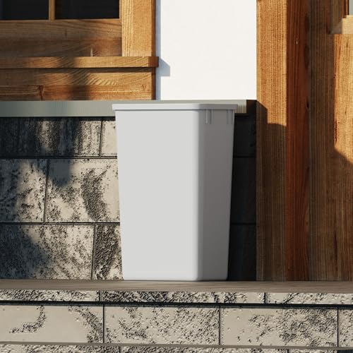 Image of Dowell 2 Pack 50Qt Wastebasket Trash Container, 9 /13Gal, Plastic, Stackable, for Kitchen /Bathroom /Office, Fits Under Sink /Desk - Grey (2, 50 QT)