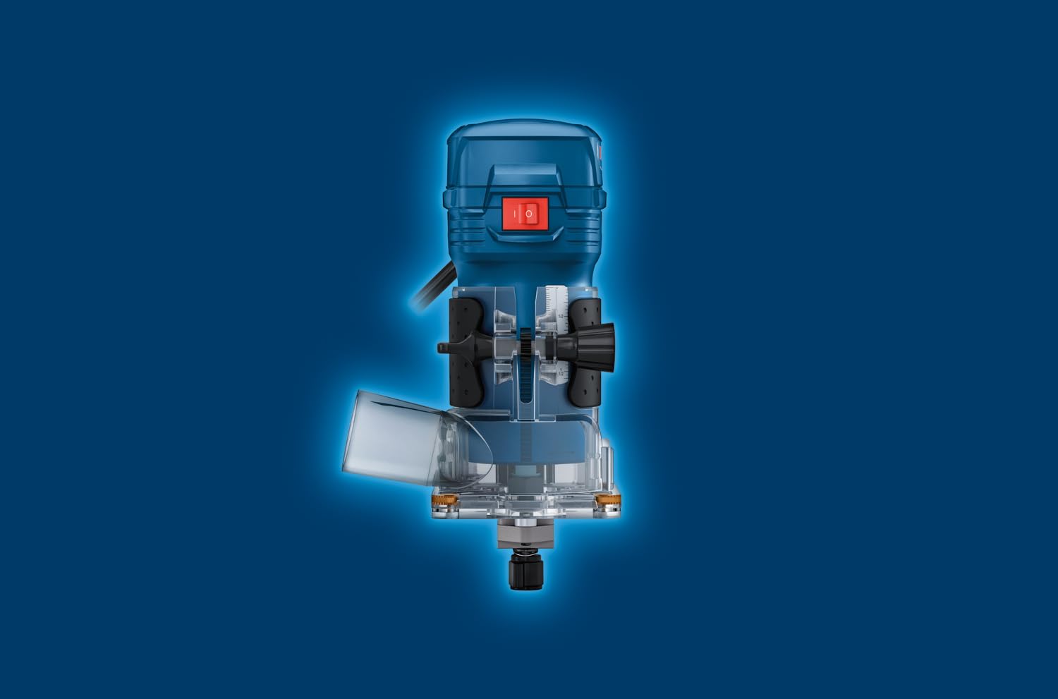 Bosch Professional Kantenfräse GLF 55-6 (550-W-Motor, Drehzahl 33.000 min⁻¹, inkl. 2x Einmaulschlüssel, 1x Spannzange, Parallelanschlag, Führungsrolle zum Bündigfräsen)
