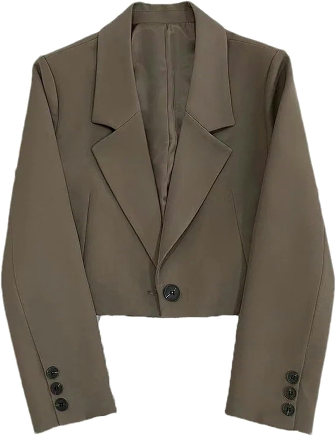 women Black Cropped Blazers Woman Trend Notched Collar Crop Jacket Women Korean Chic Single Button Suit Coat