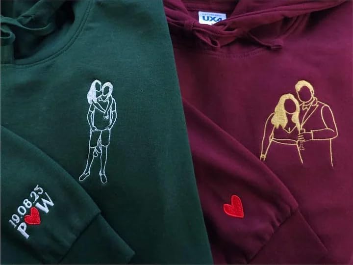Lovely POD Custom Photo Embroidered Hoodie Design Your Own - Gifts for Him, Boyfriend, Personalized Embroidery Photo - Image 6
