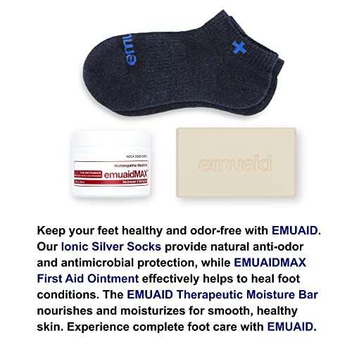 Emuaidmax Nail Fungus Kit - Emuaidmax Maximum Strength 2Oz With Silver Ionic Socks & Emuaid Therapeutic Moisture Bar Is Suitable For Nail Fungus, Athlete’s Foot, Foot Ulcers, Cracked Heels. #TOP1