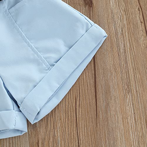 Dnomaid Yzarc Kids Toddler Baby Girl Summer Clothes Sleeveless Rib Knit Tank Tops Denim Belt Shorts Set Fashion 2Pcs Outfit (Blue, 6-9 Months) #TOP6