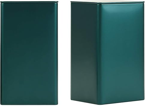 Storage Cube Tin Can Square Empty Metal Box Container Small Steel Canister for Treats, Gifts, Favors, Loose Tea, Coffee and Crafts 2*Large 3.35x3.35x6, Emerald Green