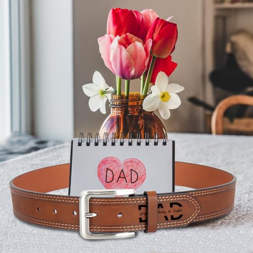 Personalized Engraved Leather Belt for Dad Custom Leather Name Belt for Dad Daddy Husband Grandpa on Fathers Day4
