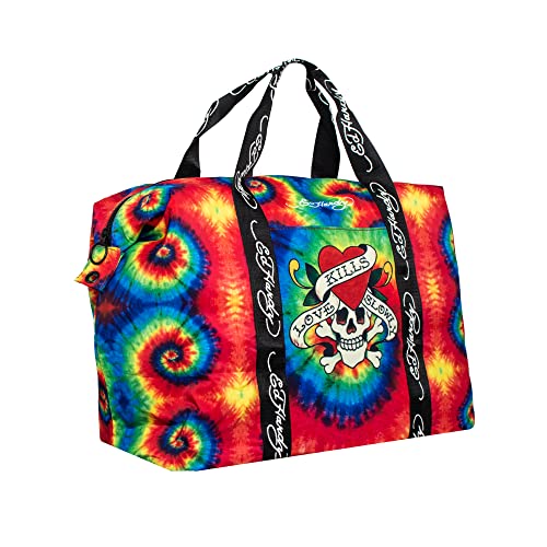 Ed Hardy Unisex Geisha Tatoo Print Nylon Weekender Duffle