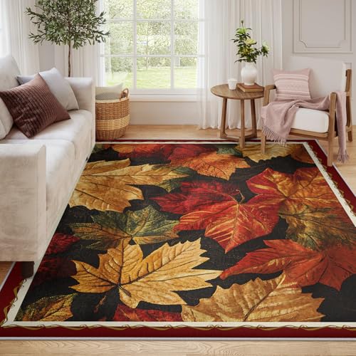 Carpette décorative automne 90x150 cm lavable avec envers de sol antidérapant