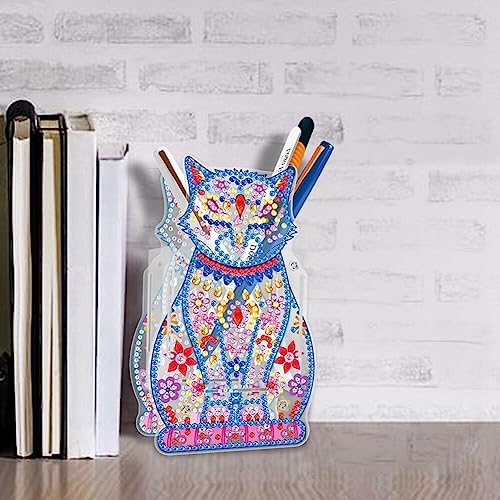 Diamond Painting Kit 5D DIY Diamond Painting Pen Holder Acrylic Pen Holder Rhinestone Diamond Painting Desktop Pen Holder Pot Organiser for Office Supplies Jewellery Box - Image 3