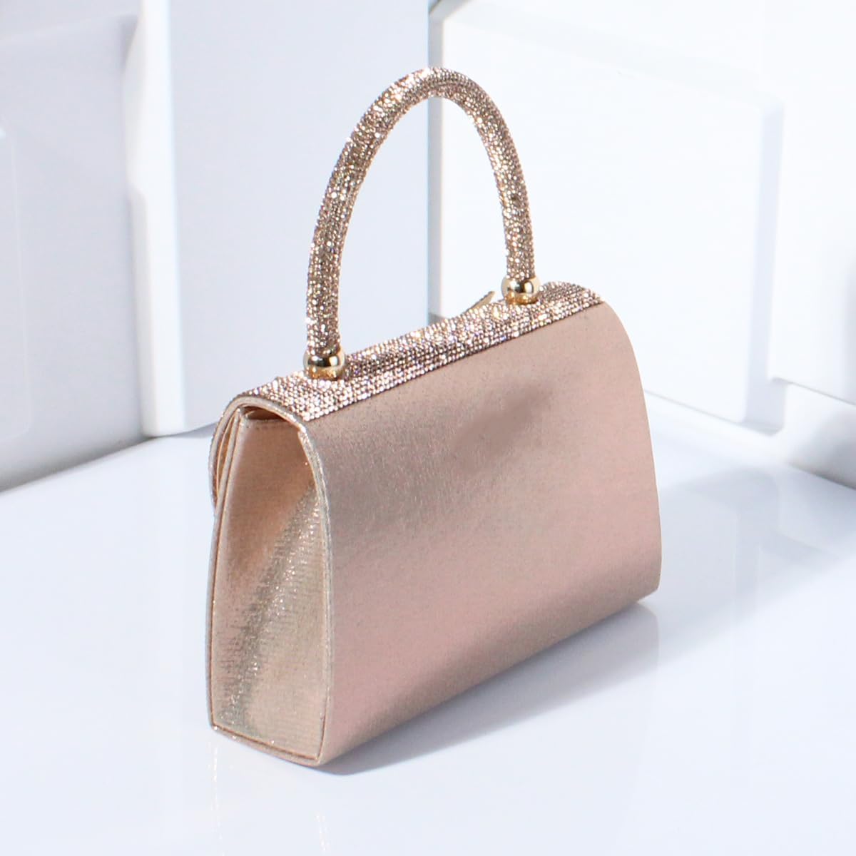 Shiny Dinner Bag Handbag Rhinestone Bow Box Bag Small Square Bag Diagonal Bag Handbag