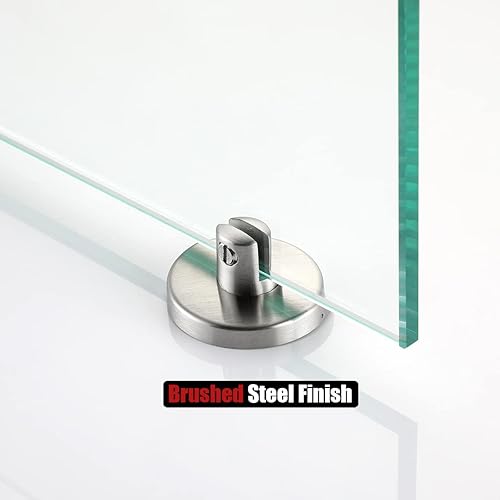 Miniatura 8 de JQK TGS101L20-BN - Estante de vidrio templado para ducha de 20 x 5 pulgadas, acero inoxidable 304 con acabado cepillado, montaje en pared