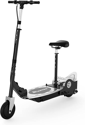 Scooter eléctrico E120 con asiento para niños de 6 a 12 años, batería de 60 minutos de duración, asiento extraíble, 2 estilos de conducción, carga