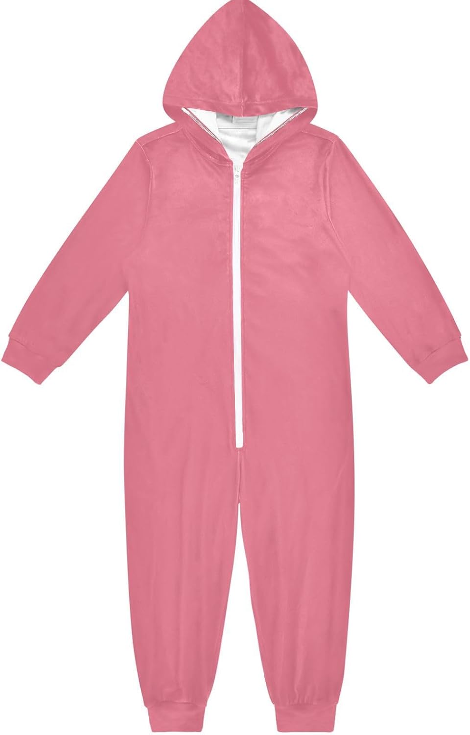 Youth Onesie Costume Salmon One Piece Winter PJs with Hood Long Sleeve Zip Up Homewear 4T