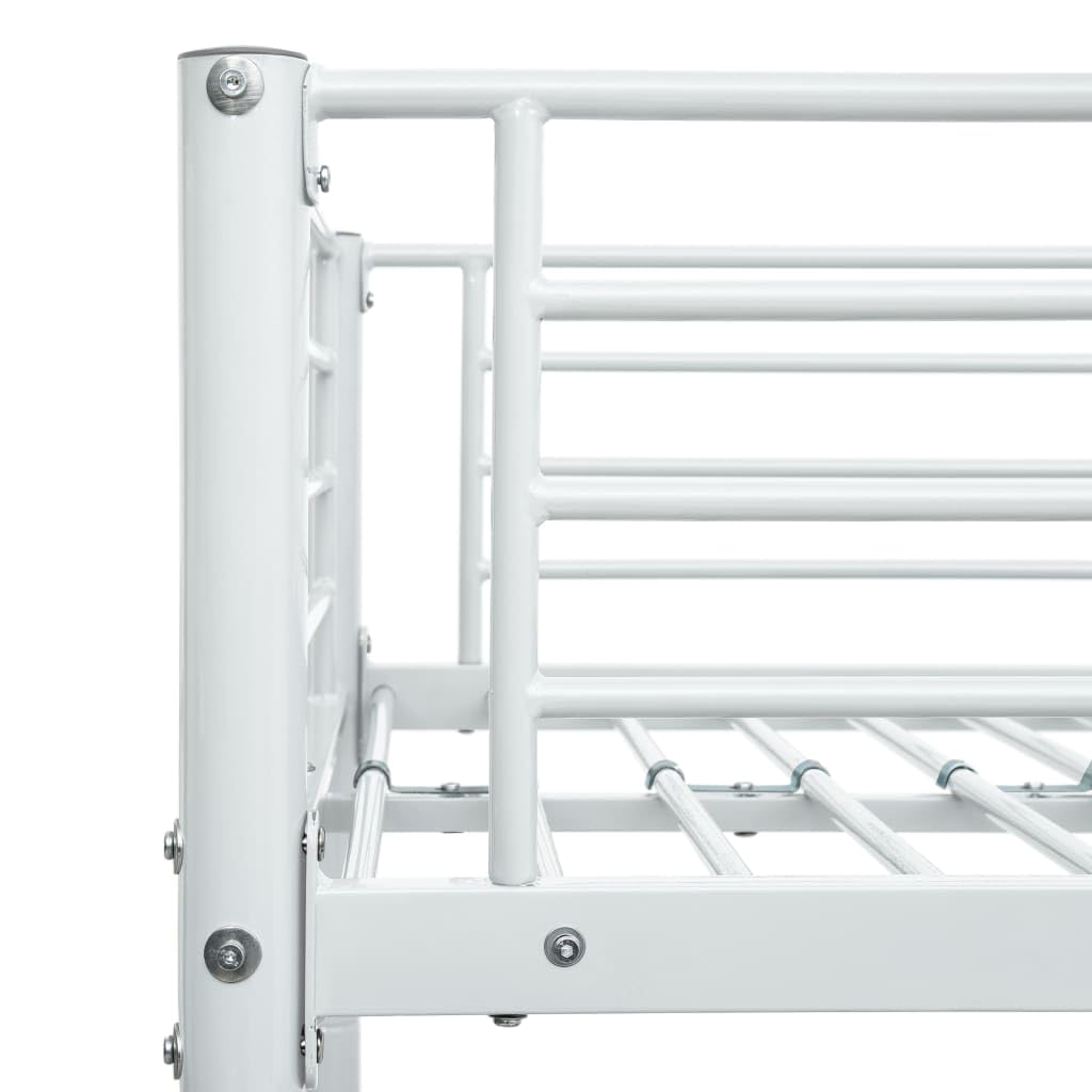 vidaXL Estructura de Litera Cama Doble para Niños Infantiles Soporte Dormitorio Habitación Dos Personas Marcos Bases con Escalera de Metal Blanco