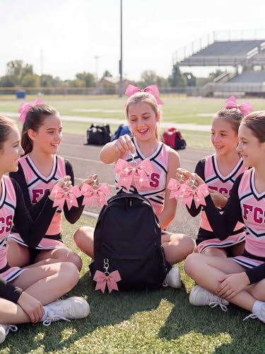 Image of Tondiamo Cheer Bow Keychain Cheer Keychain with Rhinestones Cheerleader Keyrings for Team Gift Cheerleading Sports Accessory