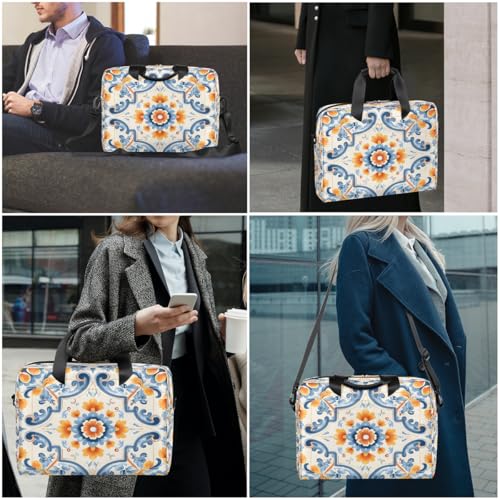 Maletín para laptop patrón azul y naranja 13-16 pulg miniatura 2