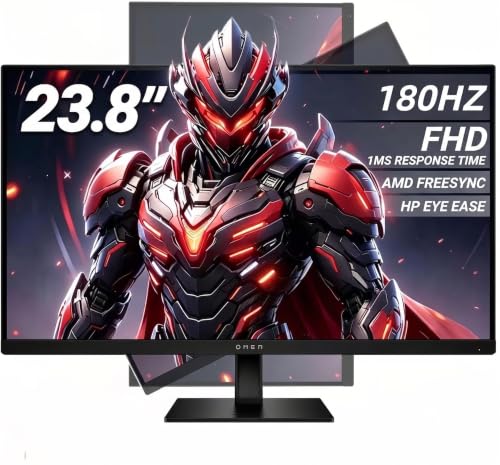 Image of HP HyperX OMEN 24 G2 Gaming Monitor, 23.8-inch FHD IPS, 180Hz, 1ms GtG, AMD FreeSync, 99% sRGB, Height Adjustable, HDMI 2.0 & DisplayPort 1.4