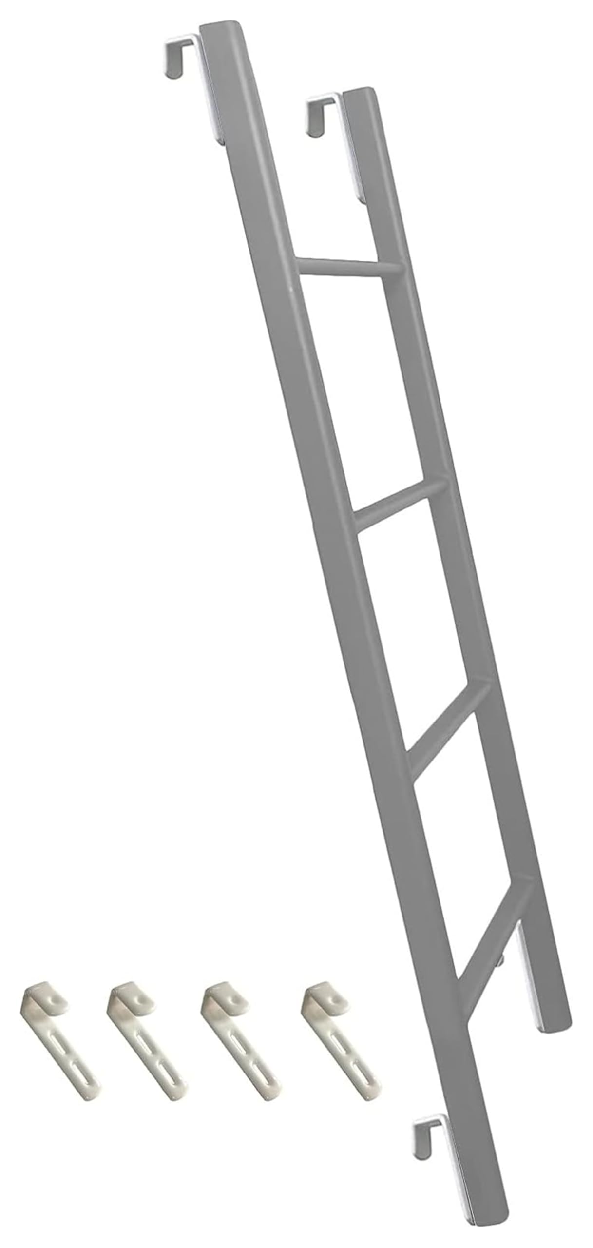 Escalera para litera plateada de 55 pulgadas con pedal de seguridad y ganchos