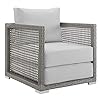 Modway aura wicker rattan outdoor patio arm chair with cushions in gray white  urban country home decor