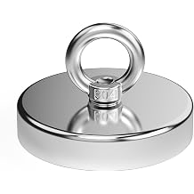CMS MAGNETICS - 1350-Pound Pull Force 136mm Diameter Neodymium Cup Magnet with Eye Bolt | Strong, Stainless Steel | Fishing Magnet, Lifting, Science, Research, DYI