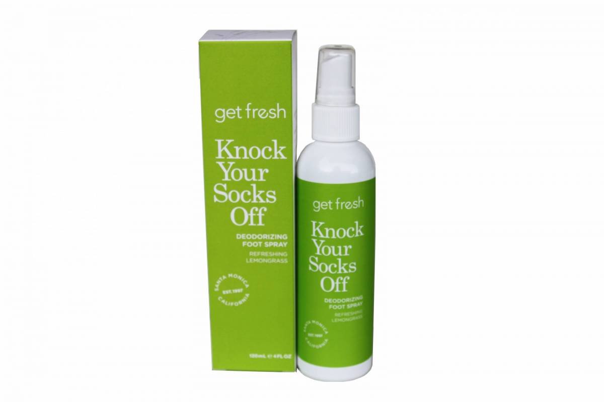 Deodorising Foot Spray, Cooling & Soothing by Get Fresh - Knock Your Socks Off 120ml - Refreshing Lemongrass Footspray Odour Eliminator for Smelly Feet Calms Puffy Ankles Beauty Gift