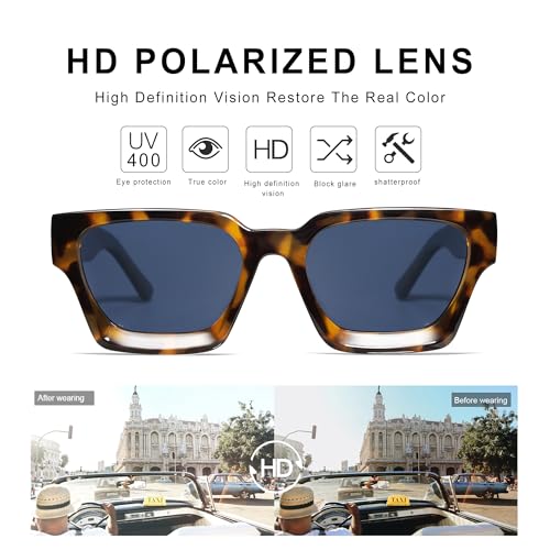 VANLINKER Thick Square Sunglasses for Men Women Retro Chunky Rectangle Shades UV400 Protection VL97312